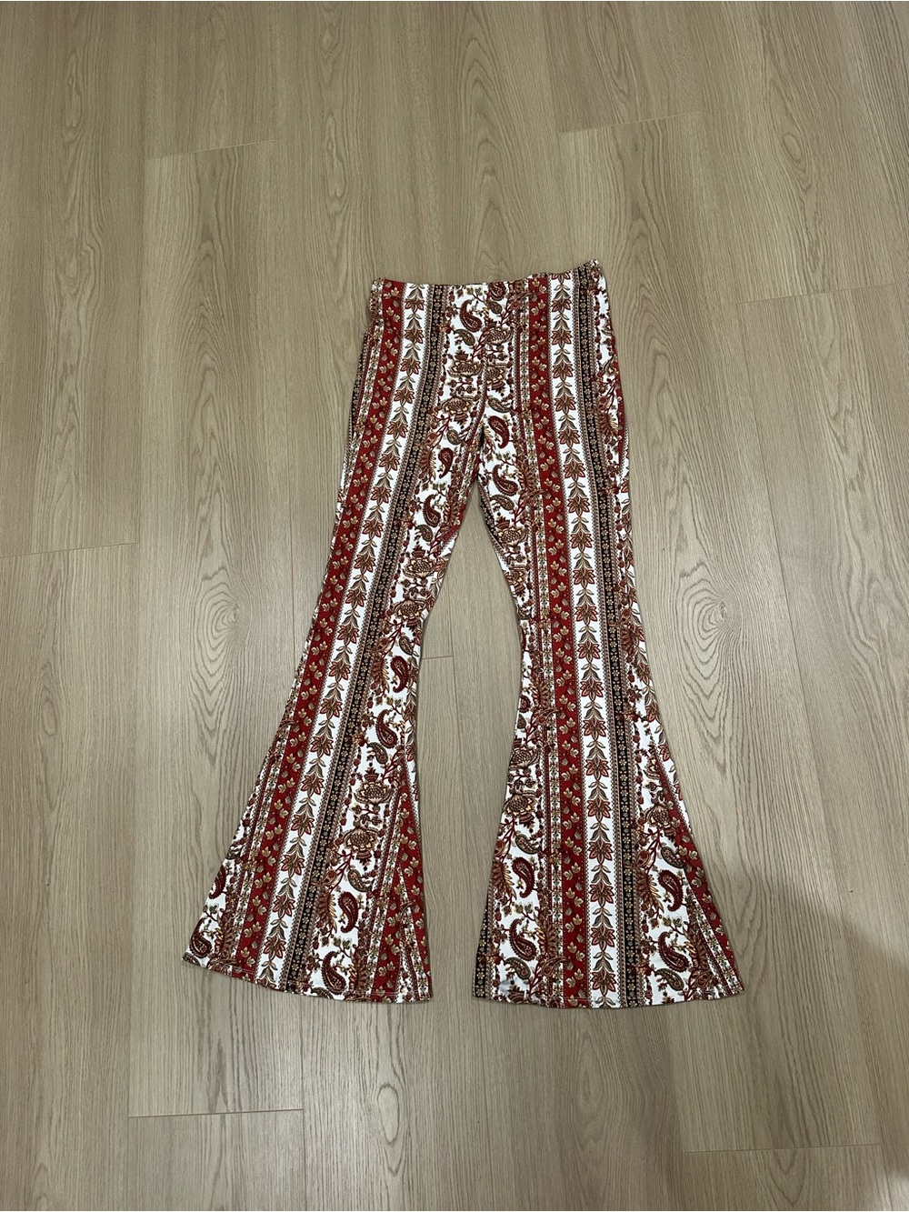 Bear Dance Red and White Paisley Flare Leggings